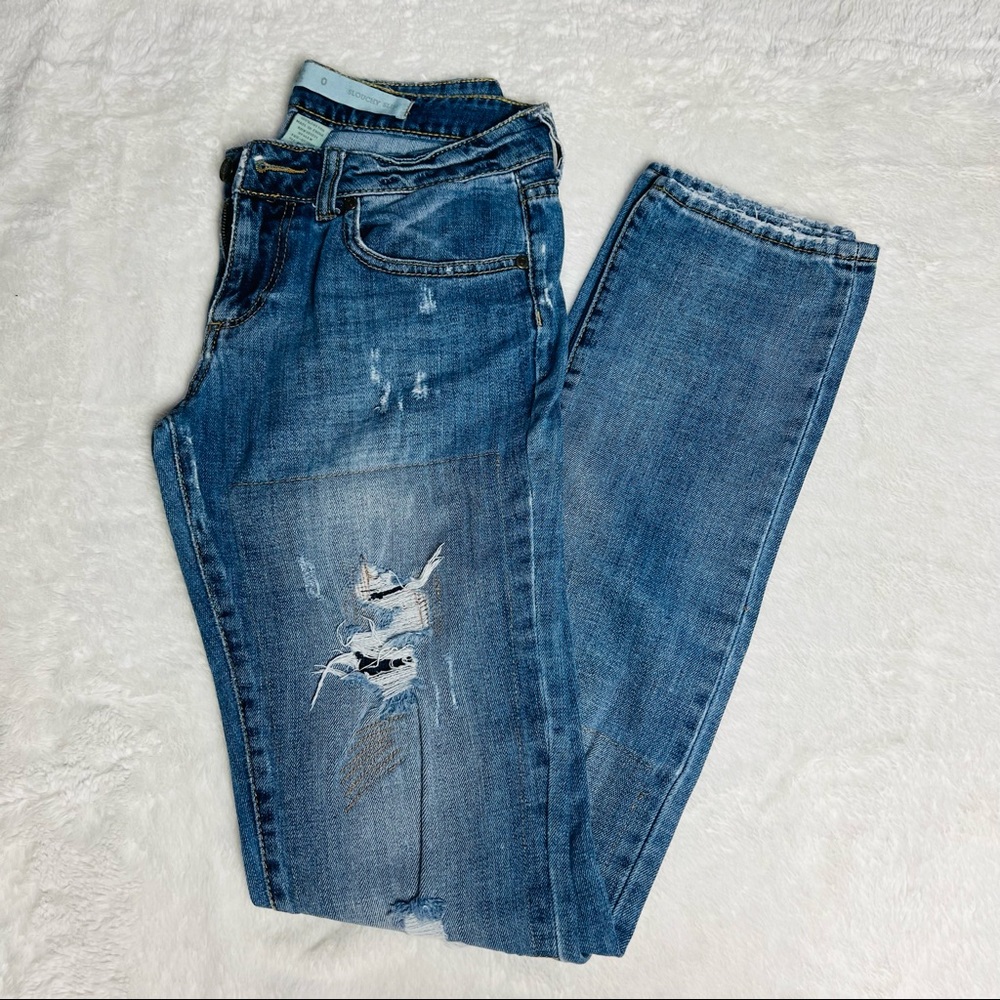 Charlotte Russe Slouchy Slim Patchwork jeans